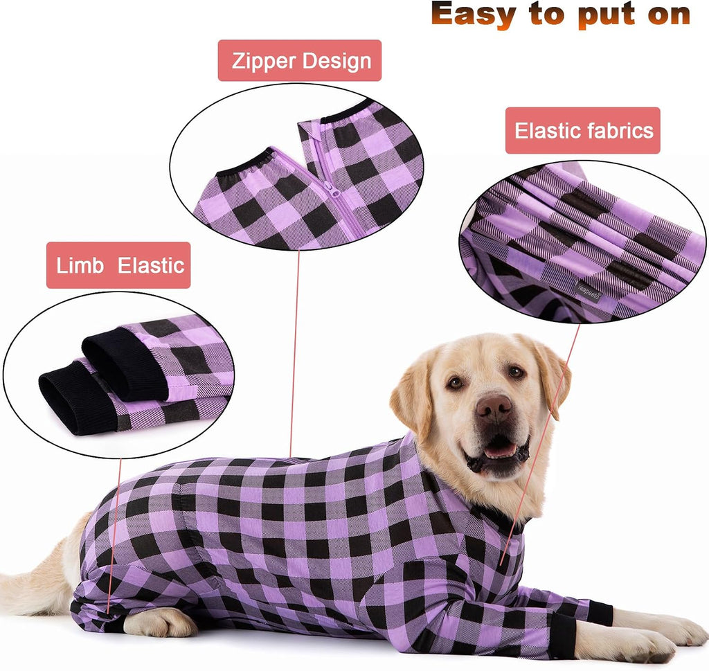 Yeapeeto large dog surgical recovery outfit detailing the soft cotton abdominal protection layer