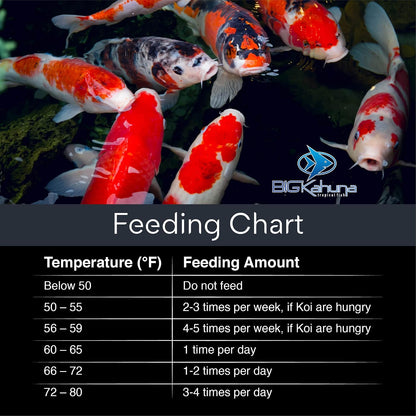 Big Kahuna koi fish food 45 pounds bulk packaging rear view showing ingredients list