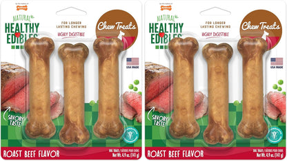 Nylabone Healthy Edibles Natural Dog Chews, Long Lasting Bones for Dogs, Roast Beef, Chicken & Bacon Flavor Dog Treats, Small (3 Count) - Image 13