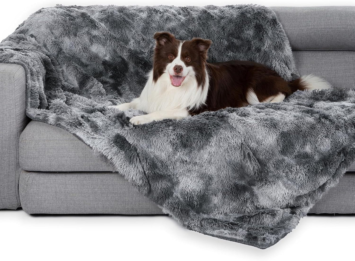 gogobunny Waterproof Dog Blanket for Couch & Furniture Protection - Super Soft Reversible Throw for Large Dogs & Cats, Calming Washable Fur & Sherpa Pet Blanket(33x77 Inch, Grey) - Image 10
