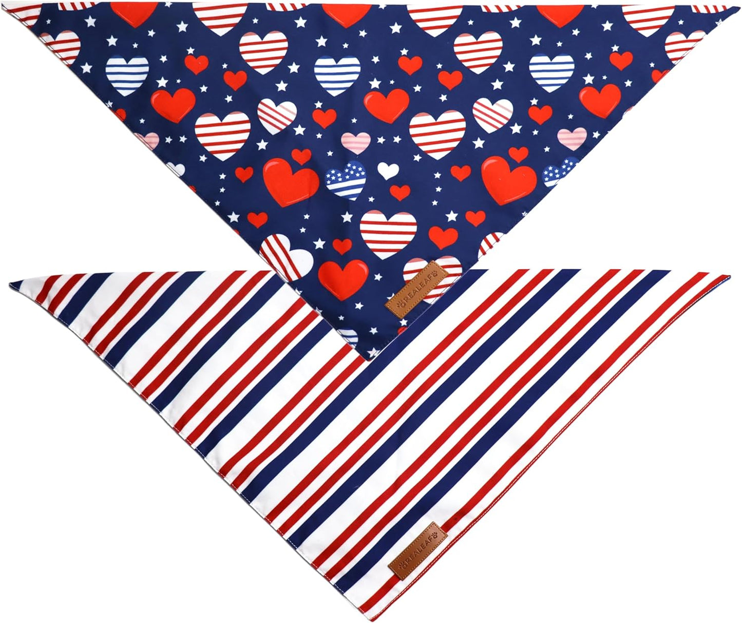Premium durable double layer fabric texture close up of Realeaf patriotic dog bandana