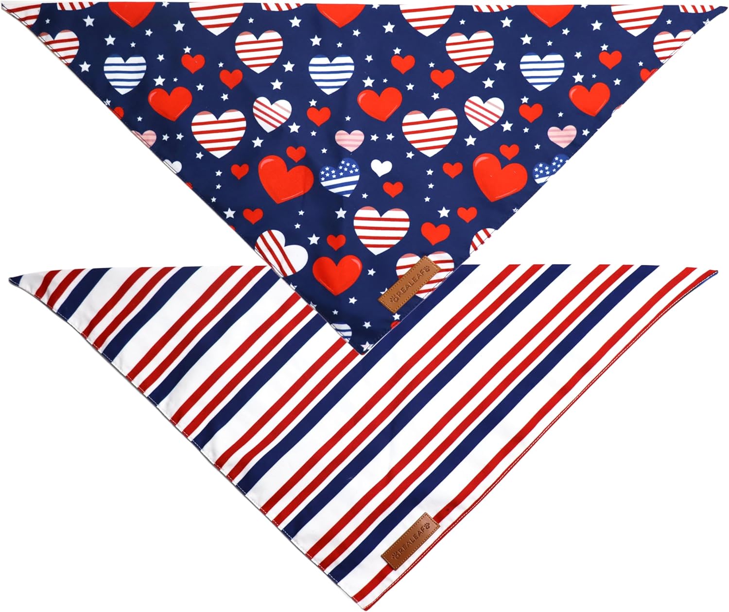Premium durable double layer fabric texture close up of Realeaf patriotic dog bandana