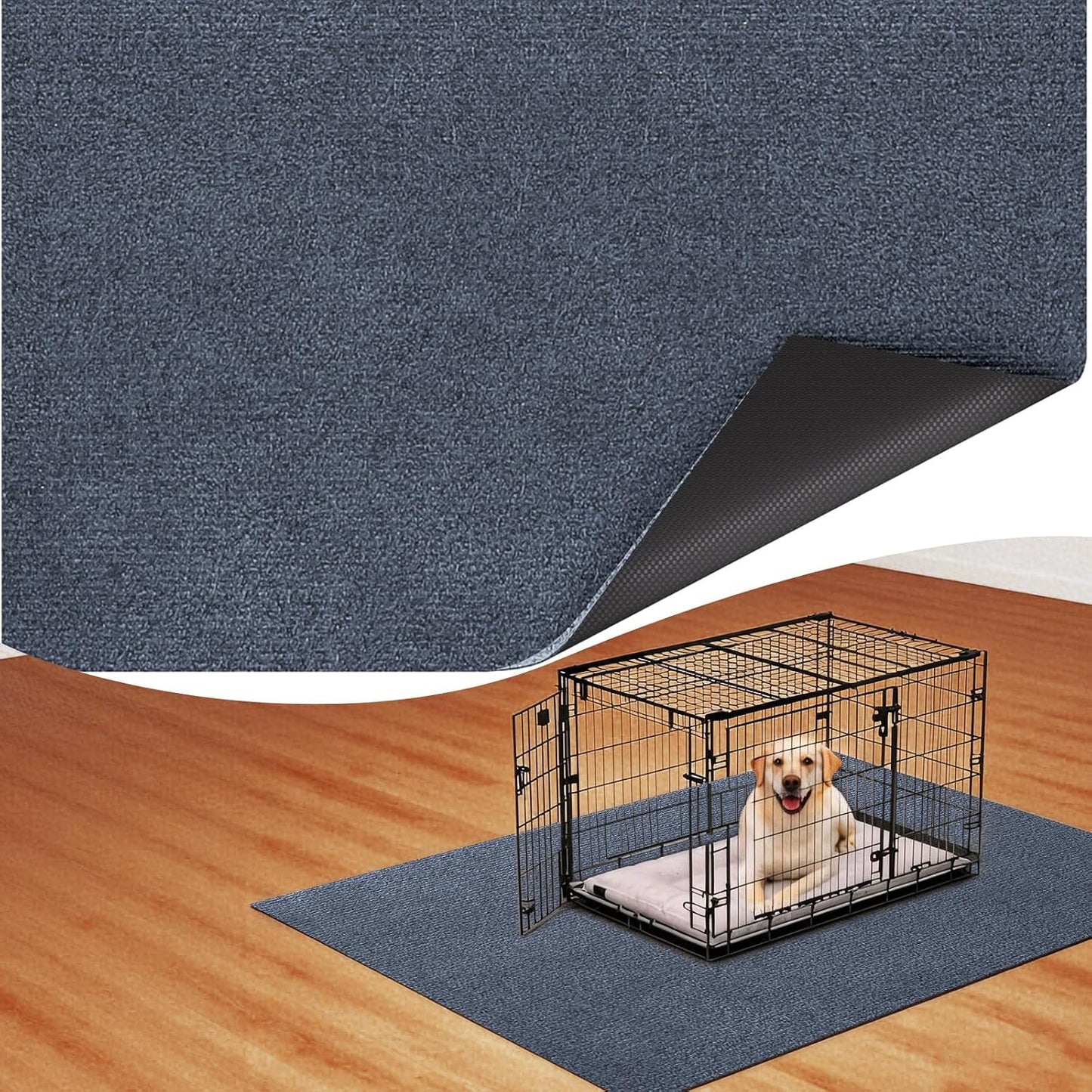 Dog Crate Mat, 24 in X 36 in Dog Playpen Mat Rubber Kennel Mat Extra Large Liner for Under Dogs Crate Cages, Absorbent Urine, Puppy Pee Pad Reusable Washable Floor Protector Waterproof Non-Slip Black - Image 11