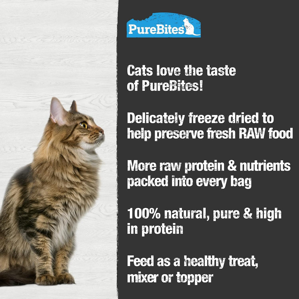 PureBites freeze dried raw cat treats bag demonstrating low calorie snack texture