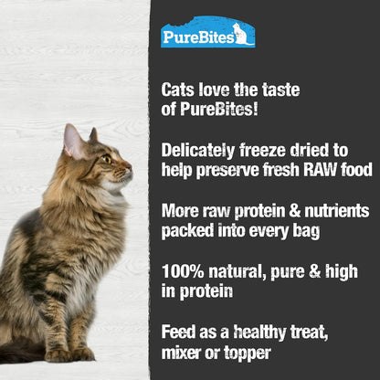 PureBites freeze dried raw cat treats bag demonstrating low calorie snack texture