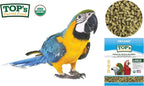 TOP's non-GMO parrot pellets packaging back label with ingredients