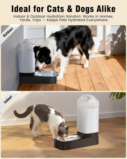 Hygienic rust resistant stainless steel pet waterer components disassembled for quick cleaning