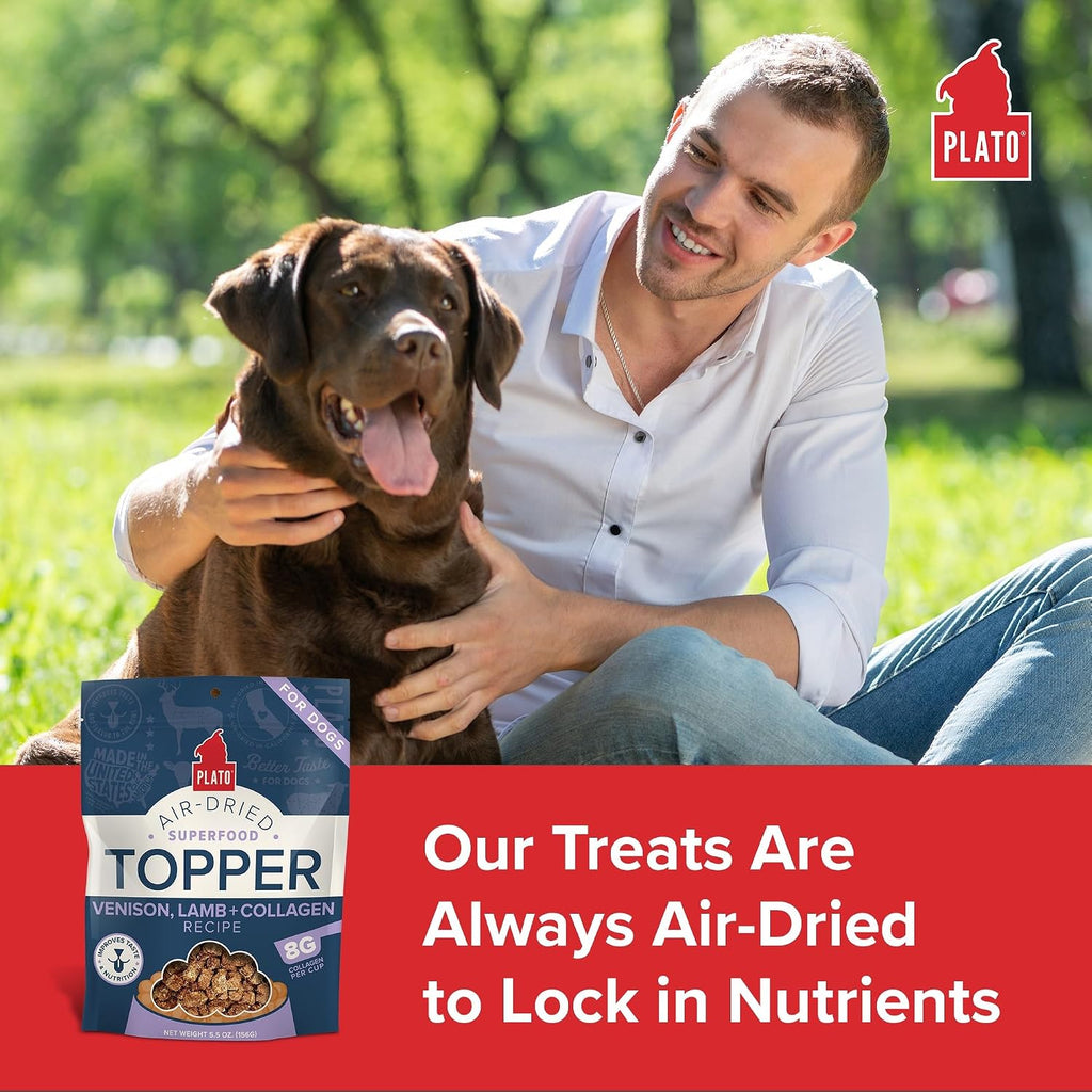 Air dried venison and lamb dog meal mixer texture close up