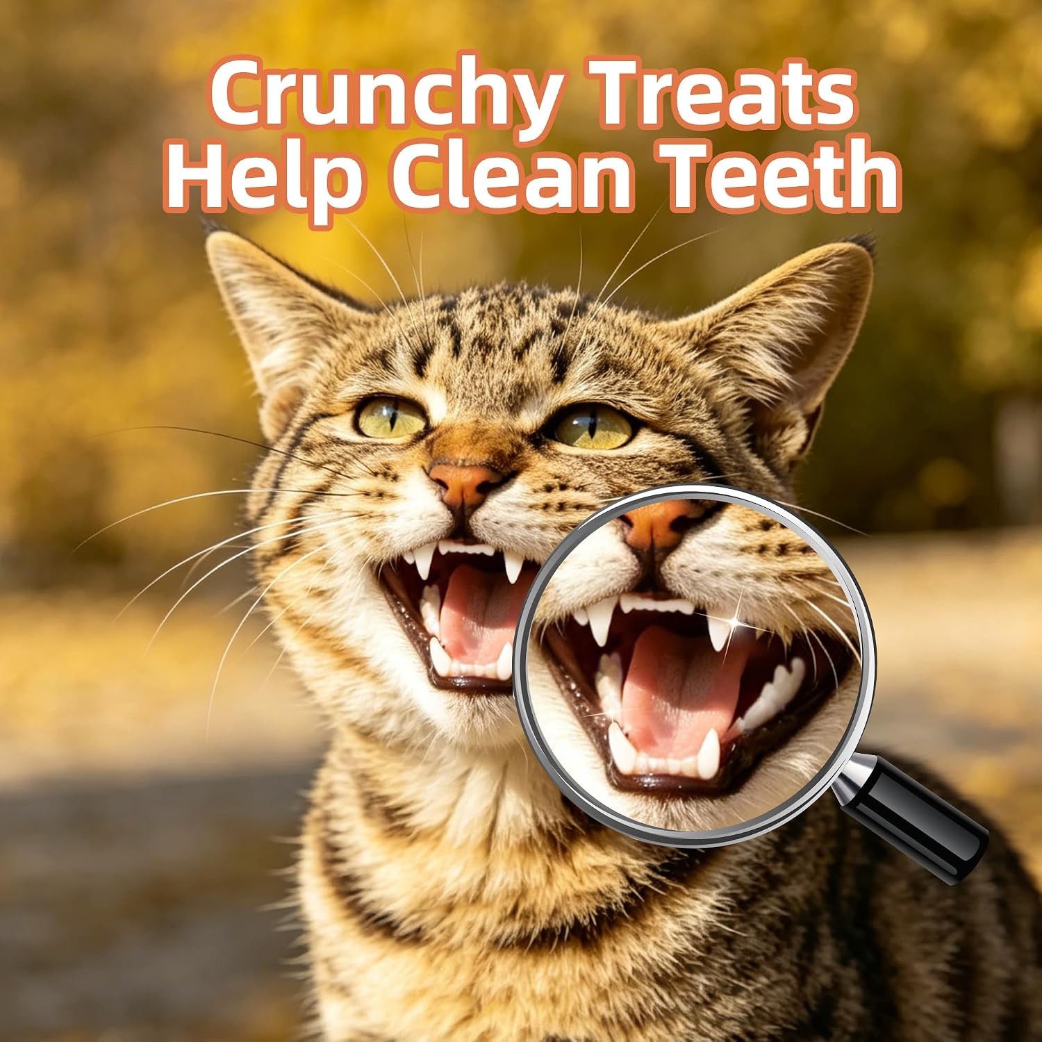 Crunchy texture cat vitamins for tartar reduction and dental care