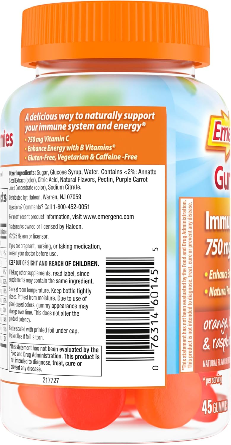 Emergen-C Vitamin C 750mg Immune Support Gummies, Mixed Fruit, 45 Gummies - Image 9
