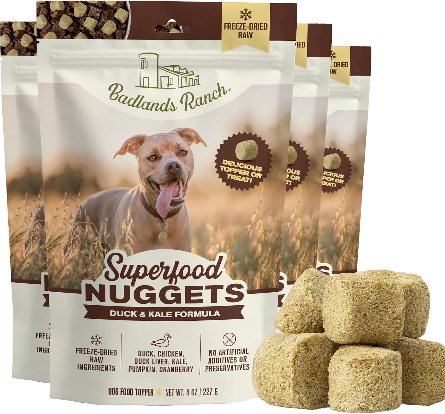 BADLANDS RANCH Superfood Nuggets - Freeze-Dried Raw Dog Treat & Food Topper, Nutrient-Dense Duck & Kale Formula, High Protein, No Artificial Additives, 8oz Bag - Image 13