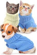 XXS Dog Sweater 2-Pack, Turtleneck Knitwear Dog Sweater for Small Dogs Girl Teacup Chihuahua Yorkie Warm Winter Pet Puppy Clothes Kitten Cat Sweater for 1.5-2 lbs Dogs - Image 10