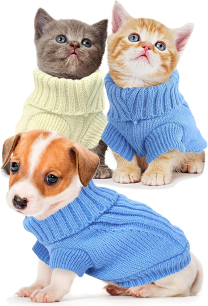 XXS Dog Sweater 2-Pack, Turtleneck Knitwear Dog Sweater for Small Dogs Girl Teacup Chihuahua Yorkie Warm Winter Pet Puppy Clothes Kitten Cat Sweater for 1.5-2 lbs Dogs - Image 10
