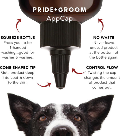 Pride and Groom non shedding dog shampoo showing essential oil ingredients