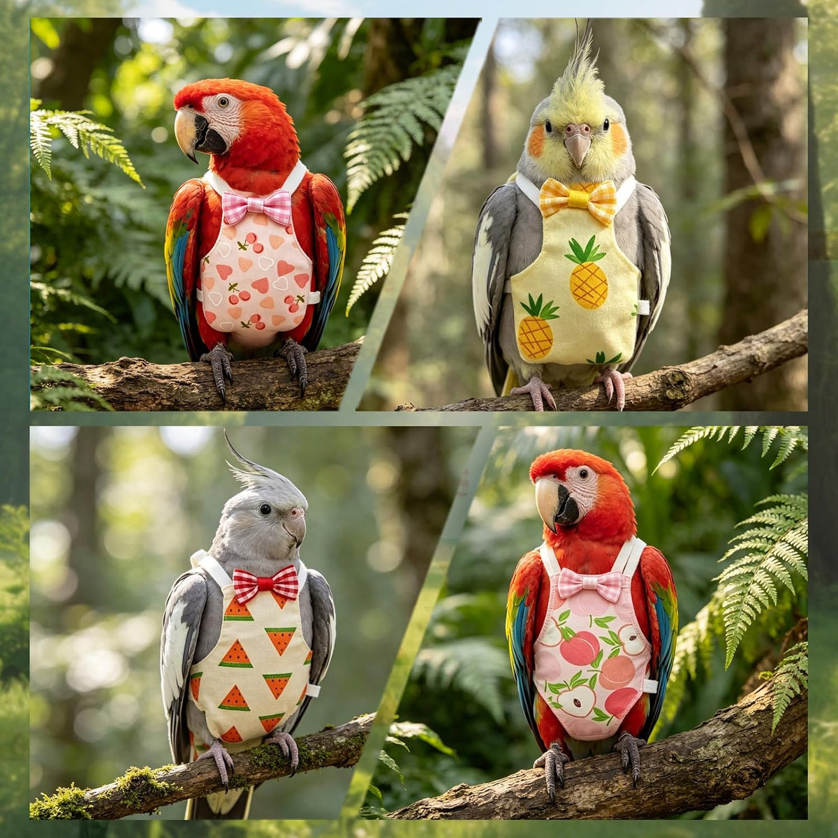 4Pcs Reusable Waterproof Bird Diaper Suit, Cute Pet Nappy Clothes for Parrot Duck Chicken Pigeon Small Pets (S) - Image 3