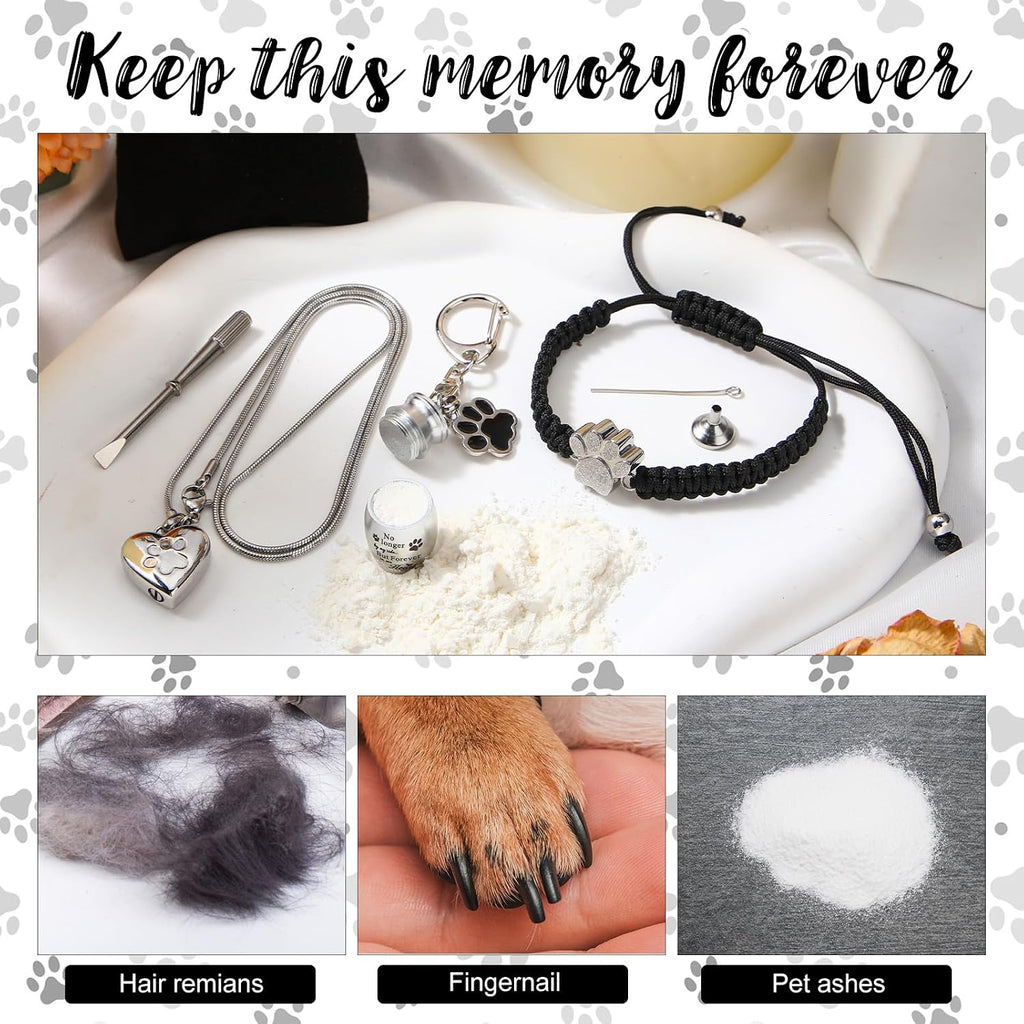 Durable pet memorial keychain for dog or cat ashes with secure screw closure
