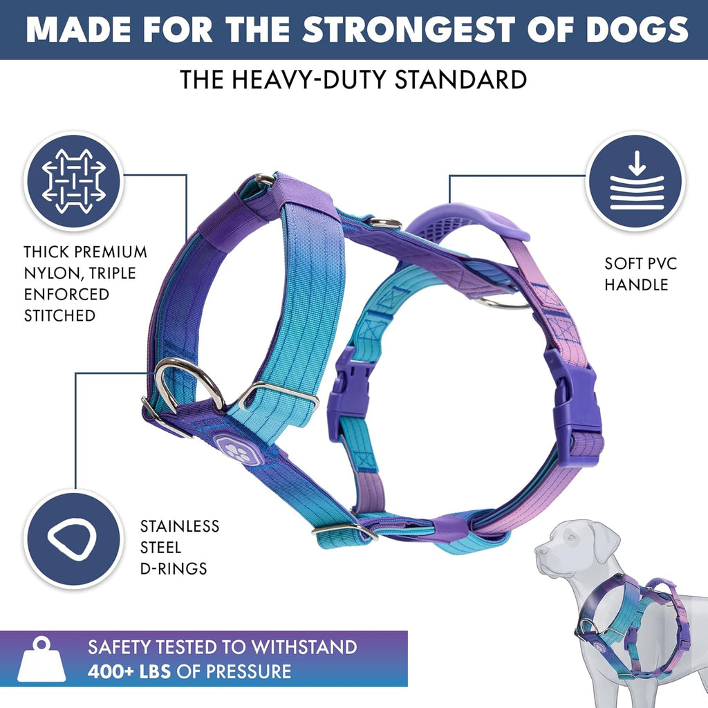 Heavy duty large dog harness with top control handle close up