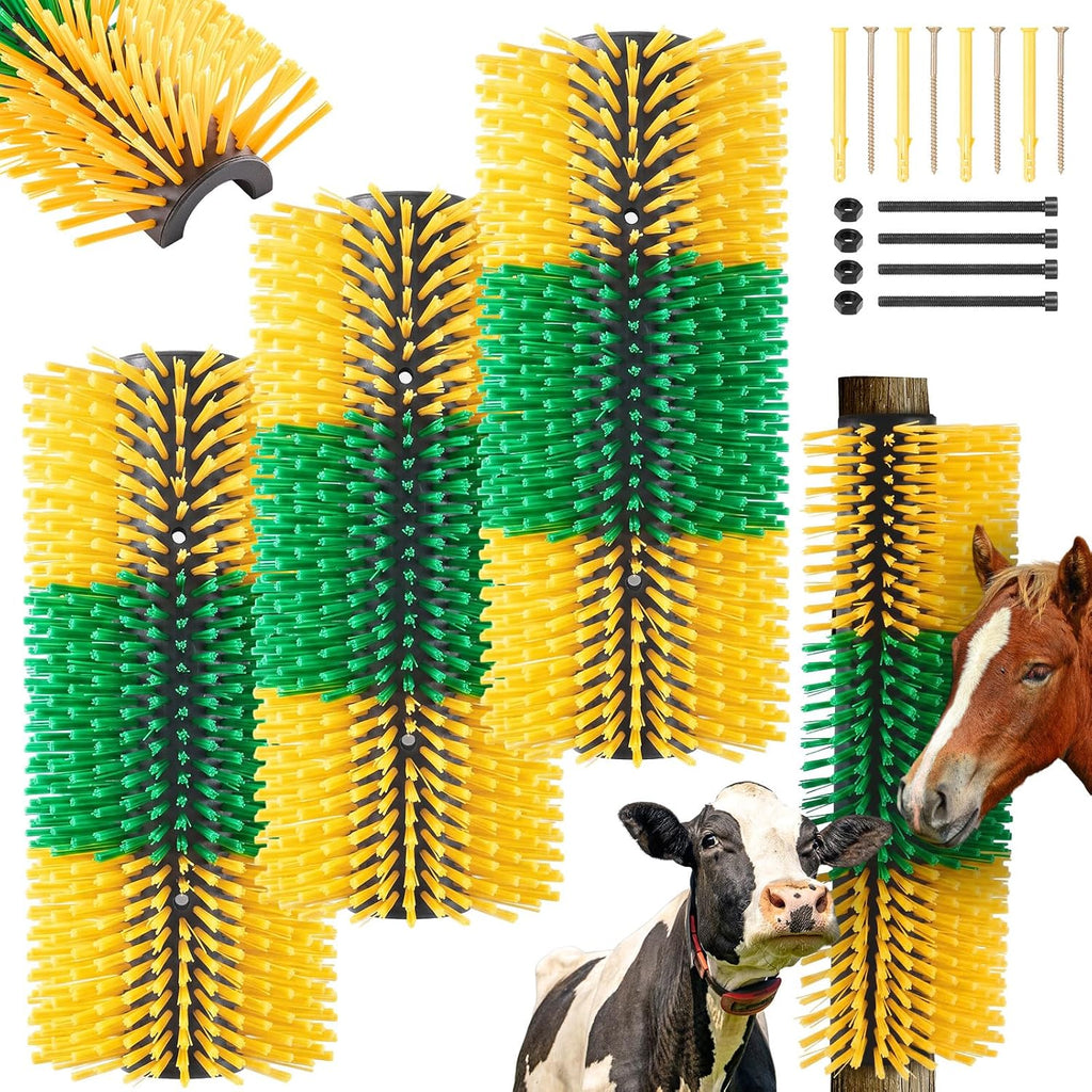 3 Pack Livestock Scratching Brush Itch Relief Horse Scratching Post Self-grooming Goat Scratcher with Durable Screws for Horse Pony Goat Sheep Pig Donkey (Blue and Red) - Image 10