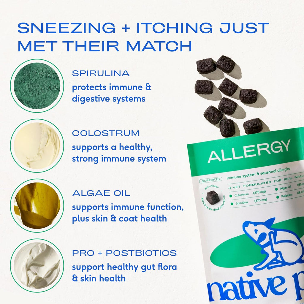 Native Pet immune support dog treats with spirulina and algae oil ingredients.