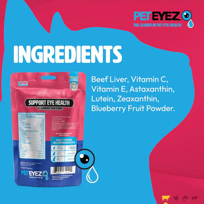 PetEyez beef liver feline eye vitamin treat bottle close up