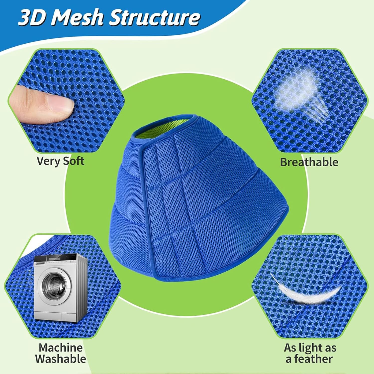 Blue soft Elizabethan collar for post surgery pet wound protection
