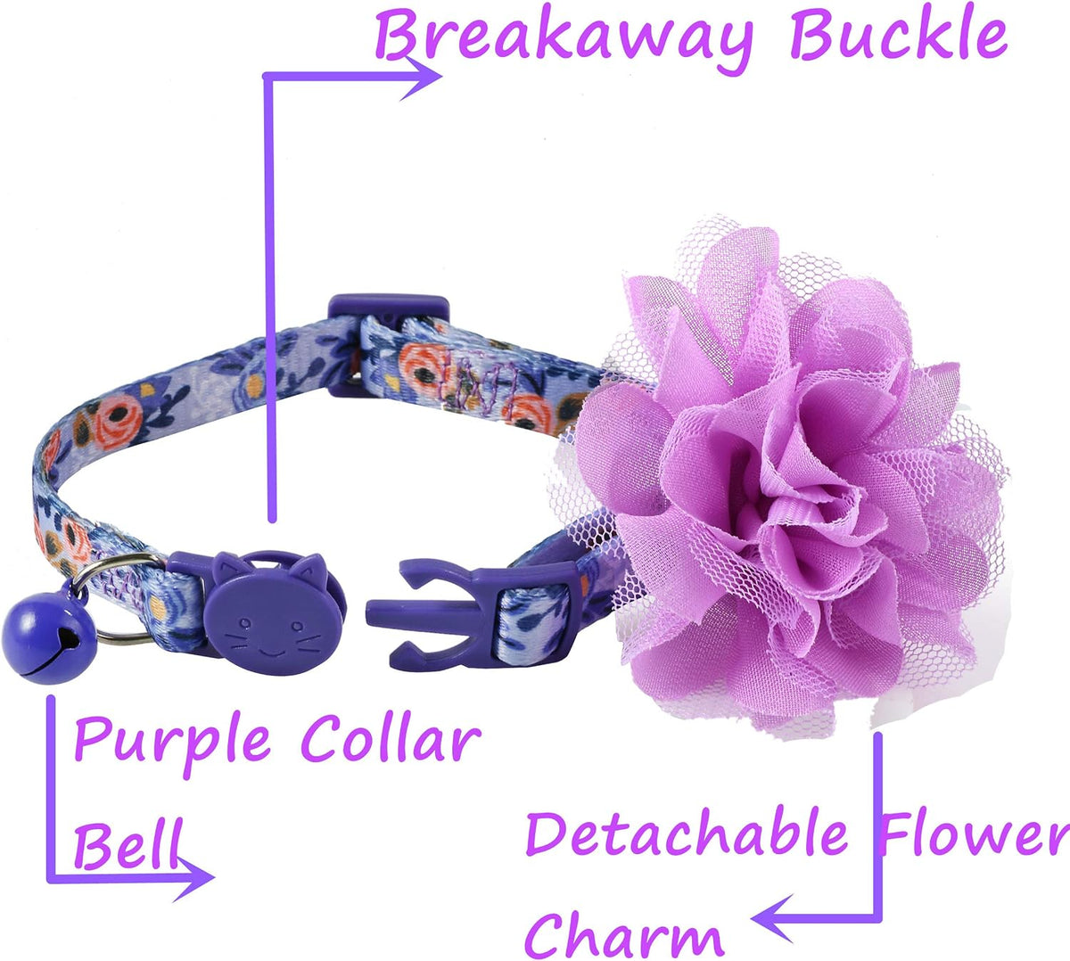 Close up of the adjustable breakaway buckle and soft material on BoomBone cat collar