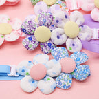 Adjustable colorful puppy bow ties pack with pink and yellow floral designs
