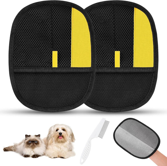 SAWMONG Pet Hair Removal Glove 2 Pack front view grooming mitt