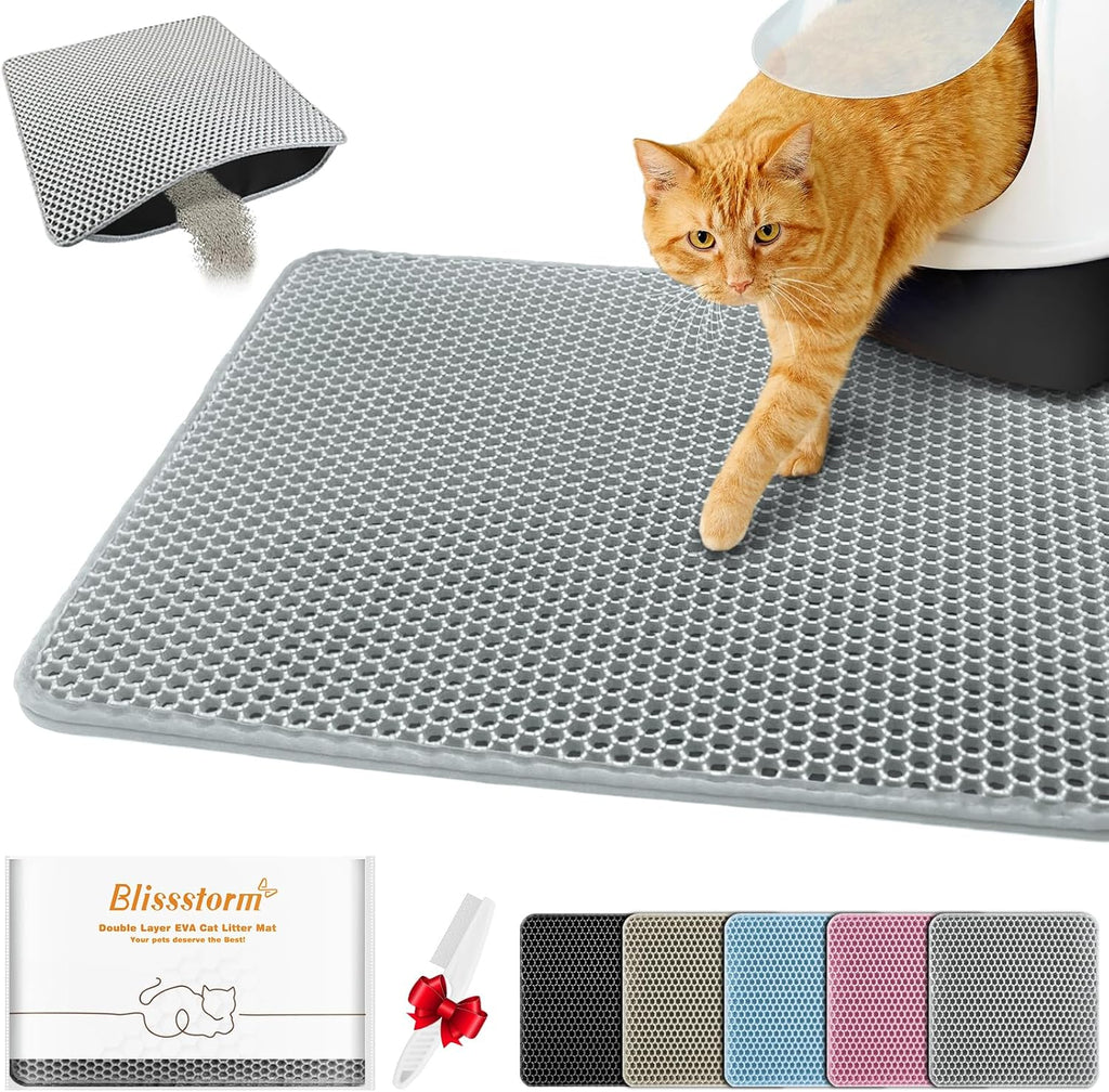Waterproof Cat Litter Mat, Double Layer EVA, Odor-Free Large Grid, Urine Proof, Easy Cleanup (Pink, 16 x 20) - Image 12
