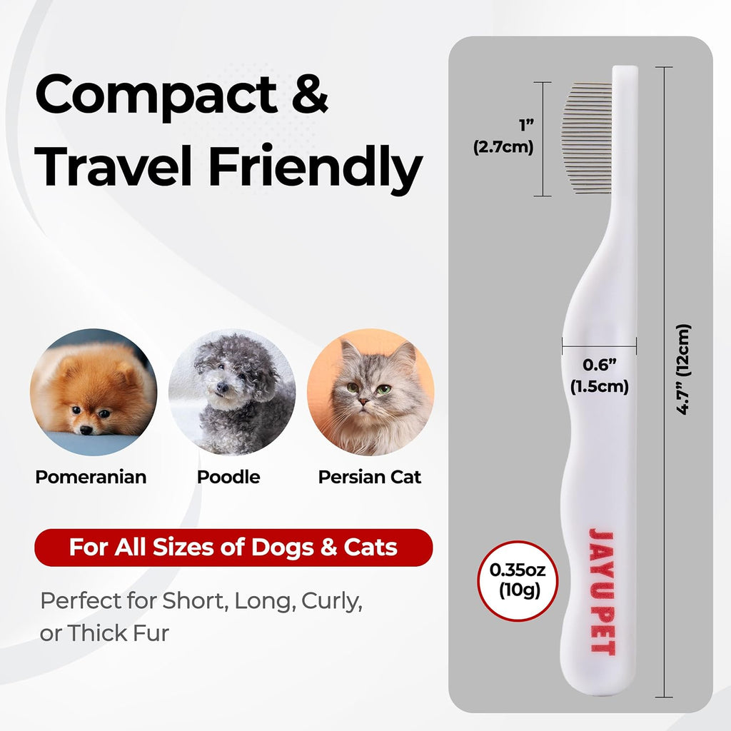 Compact JAYU PET Facial Grooming Comb for travel use.