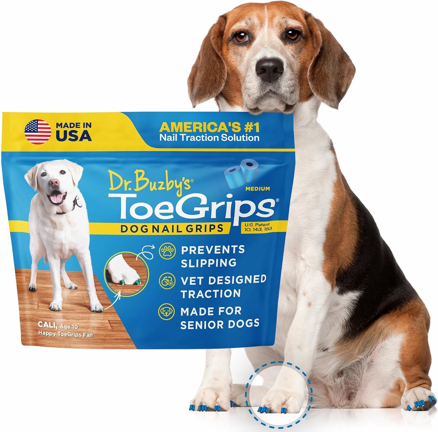 Dr Buzby's Large ToeGrips for Dogs - Instant Traction on Wood/Hardwood Floors - Anti Slip Relief - Grippers for Senior Dogs - Stop Sliding Instantly - Rubber Nails for Paws - 1 Pack (20 Grips) - Image 12