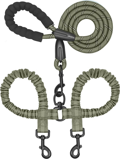 iYoShop Dual Dog Leash - 360 degrees Swivel, No Tangle Walking Leash with Shock Absorbing Bungee for Two Dogs (Large, 25-150 lbs, Black) - Image 15