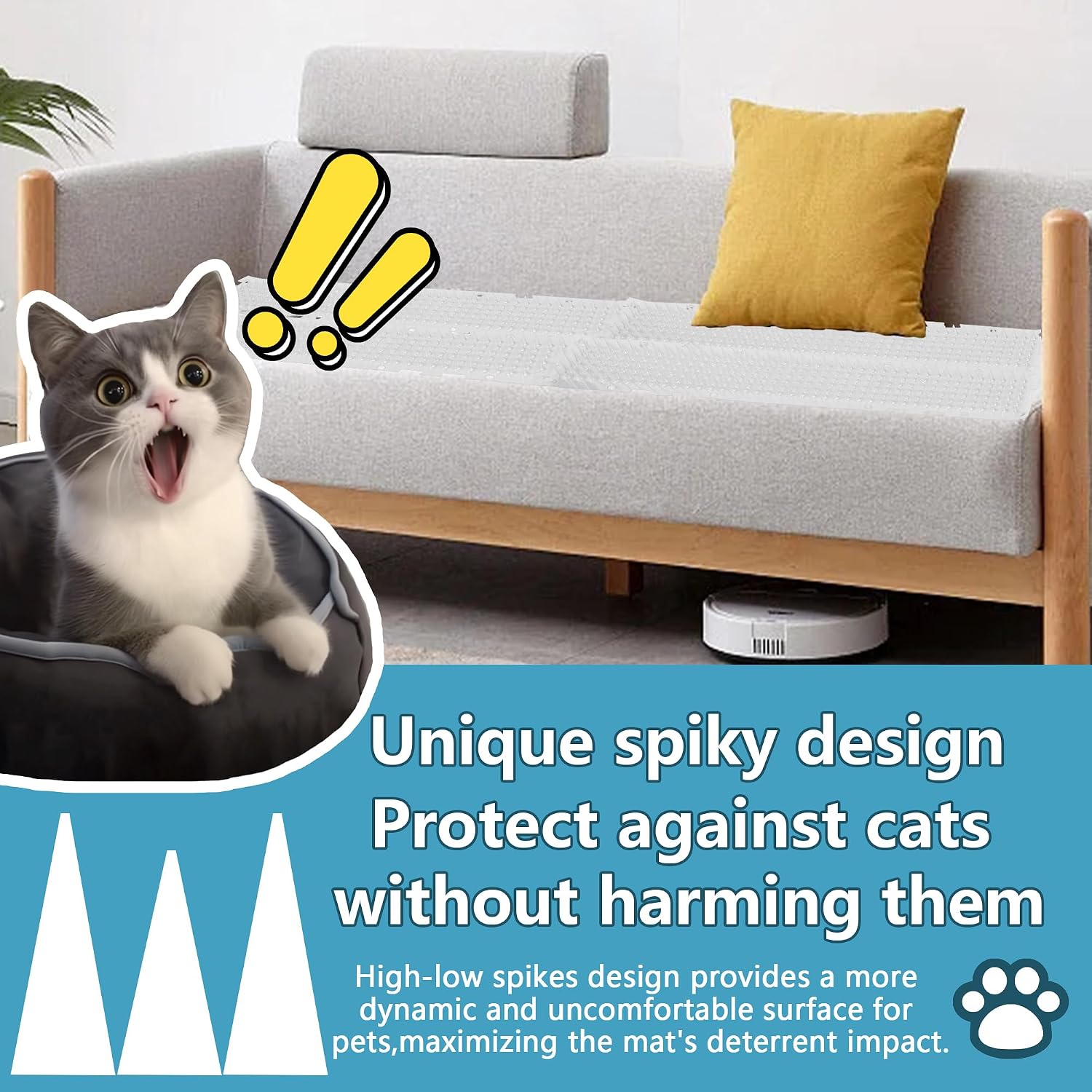 26 Pack Scat Mat for Cats - 3.3 x 16.7 Inch Cat Deterrent Mat to Keep Cats Out of Yard Permanently, Dog and Cat Spikes Mat with 0.5 Inch Sturdy Design Spike for Cat Pee Deterrent - Image 4