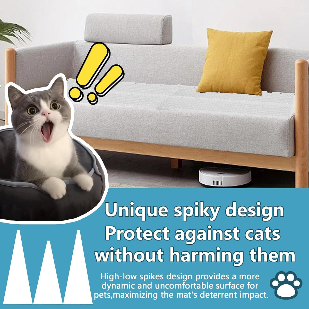 26 Pack Scat Mat for Cats - 3.3 x 16.7 Inch Cat Deterrent Mat to Keep Cats Out of Yard Permanently, Dog and Cat Spikes Mat with 0.5 Inch Sturdy Design Spike for Cat Pee Deterrent - Image 4
