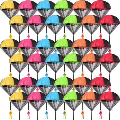 Wizzosivoor 36 piece parachute toy bulk pack front display showing six assorted colors
