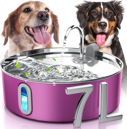 Smartoo 7L/236oz Stainless Steel Dog Water Fountain for Large Dogs - 25dB Ultra-Quiet Automatic Pet Water Dispenser with Deeper Bowl, 4-Stage Filtration - Ideal for Big Breeds, Multi-Pet Households - Image 13