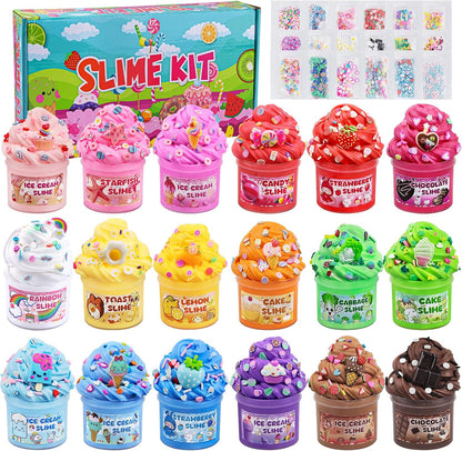 LAWOHO 18 Pack Slimes Kit front view showing colorful assortment jars