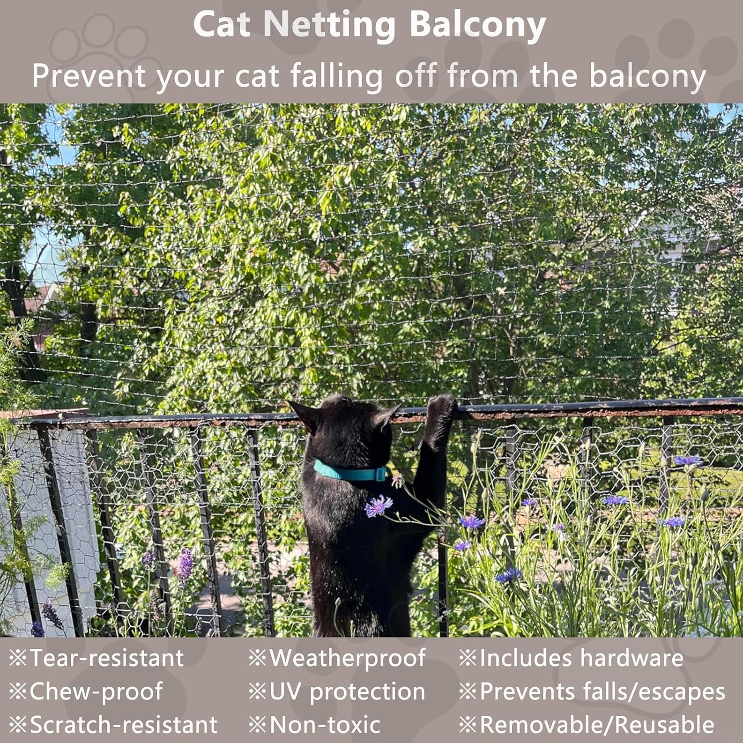 Poyee cat netting installed on apartment balcony barrier