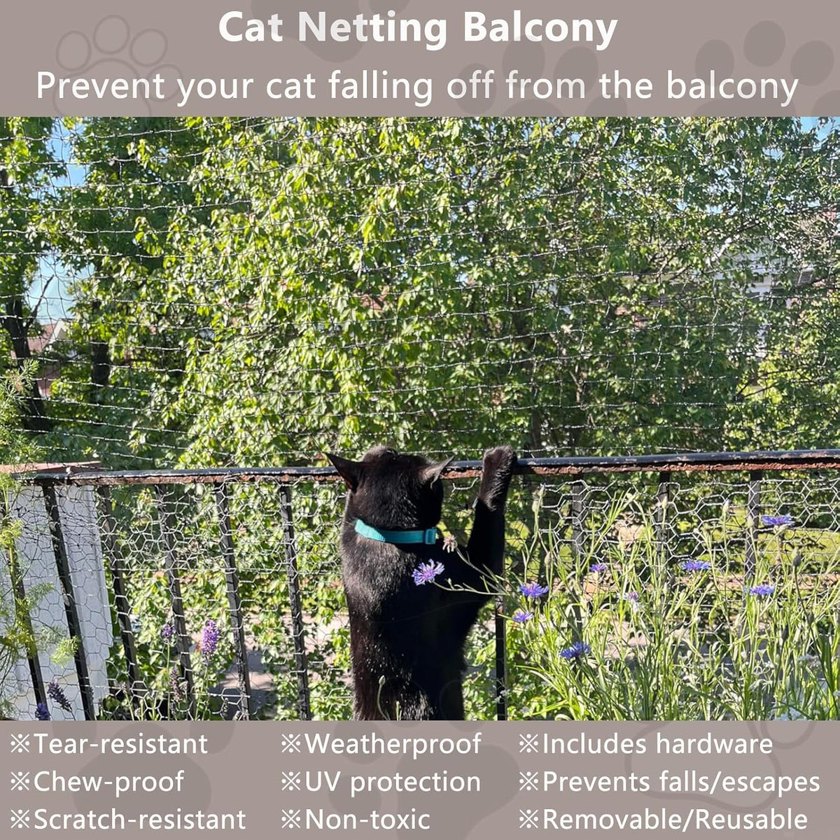 Poyee cat netting installed on apartment balcony barrier