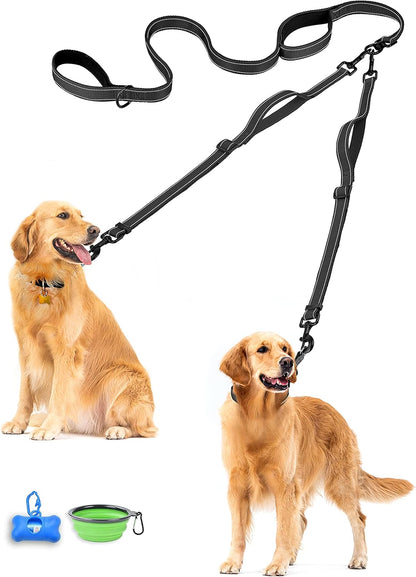 PetBonus double dog leash front view showing the dual lead system for two dogs.