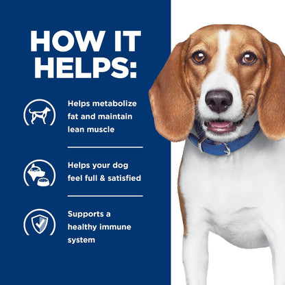 Authentic imported Hill's prescription diet dog food back label instructions