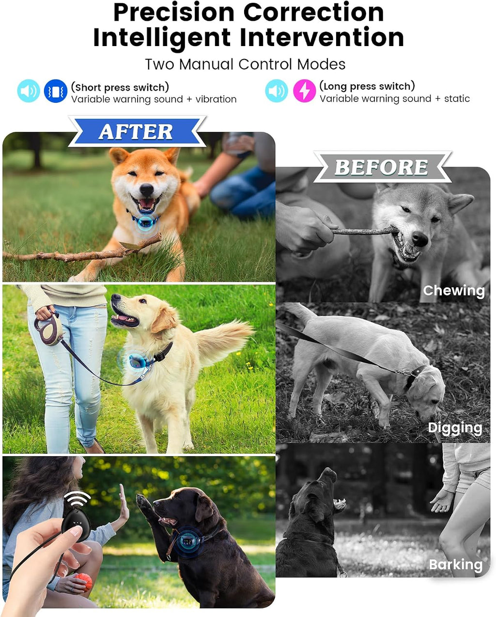 Reedog remote control for dog bark collar training modes