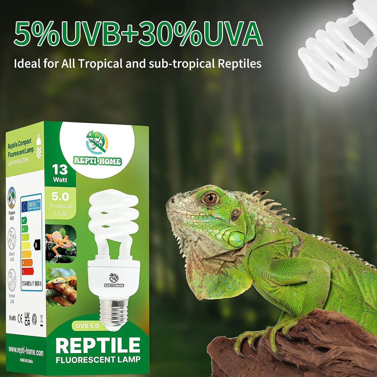 Repti Home reptile lamp showing E26 screw base
