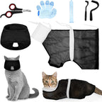 Patelai 5 Pcs Cat Bathing Bag Set Cat Grooming Bag Adjustable Pet Shower Net Muzzles Nail Clipper Tick Remover Tool Massage Brush(Pink) - Image 10