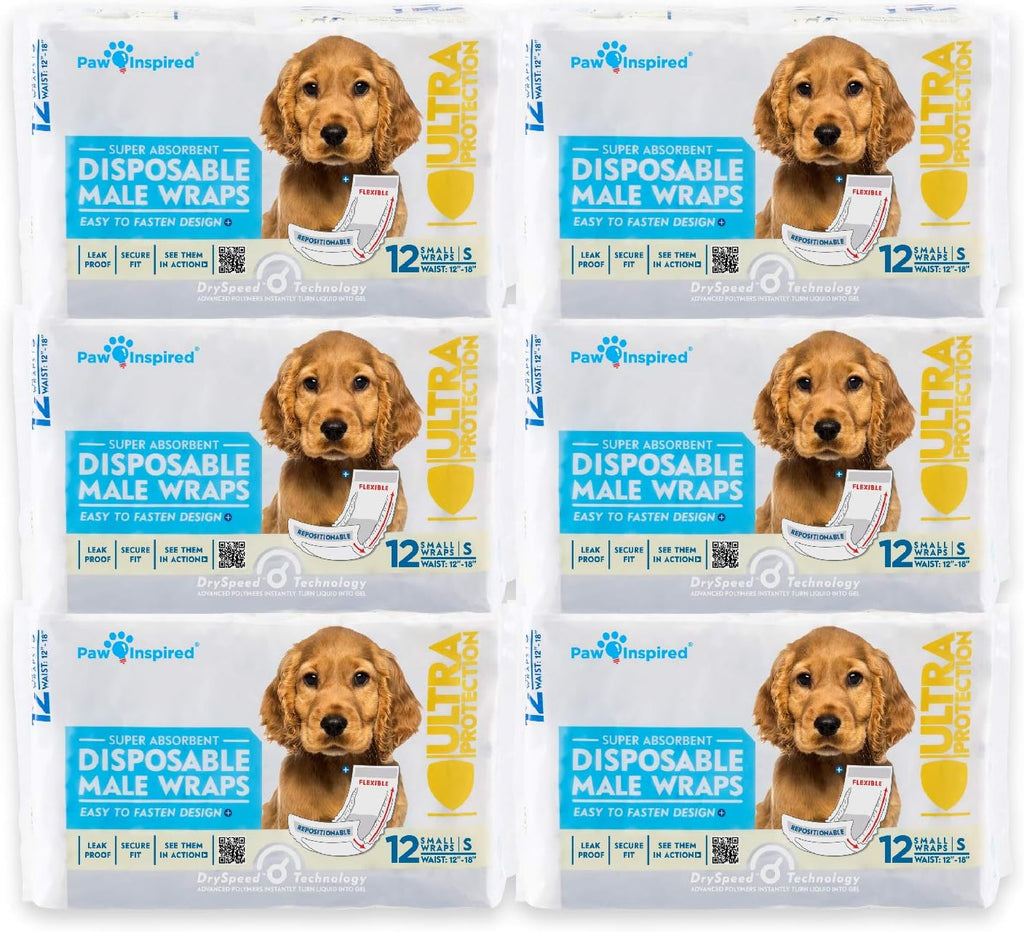 Paw Inspired Disposable Male Dog Wraps, Belly Band for Dogs | Disposable Dog Diapers | Belly Bands for Male Dogs (12 Count, X-Small) - Image 15