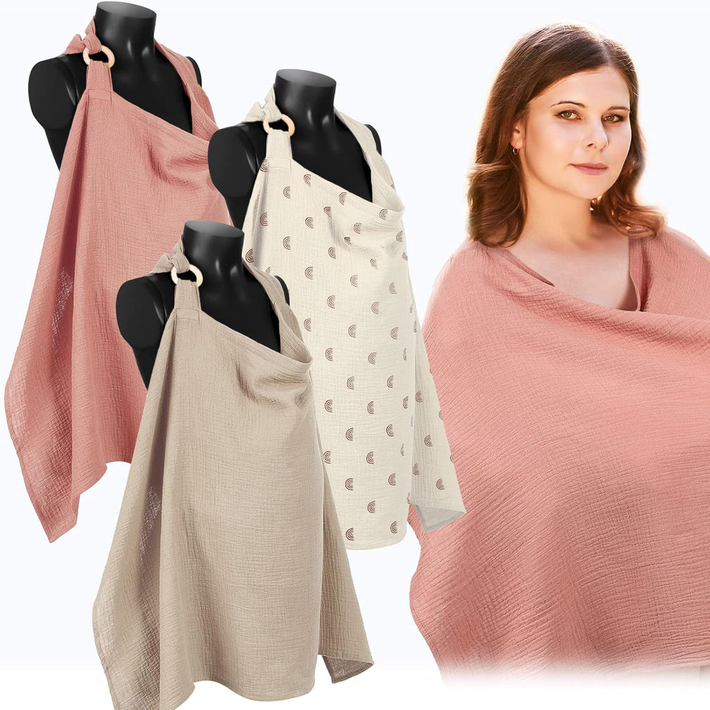 Treela 3 piece muslin cotton nursing cover set front view