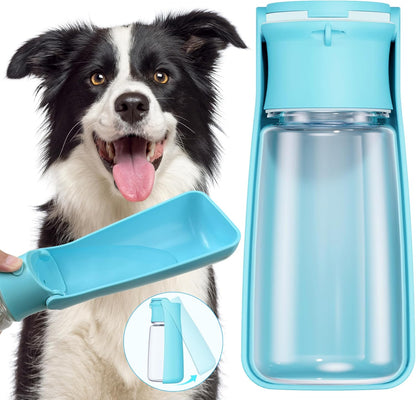 FORWH Portable Dog Water Bottle Dispenser front view showing the blue foldable design.