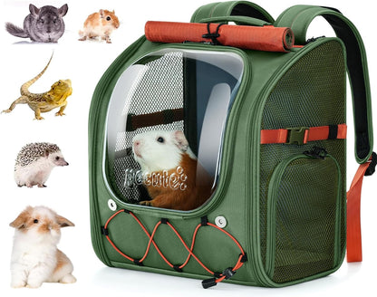Pecute Small Pet Carrier, Breathable Bearded Dragon Carrier, with Transparent Bubble & Steel Frame, Safety Lock for Hamster, Rabbit, Guinea Pig, Parrot, Kitten, Puppy, Ideal for Travel/Vet Visits/Camp - Image 11