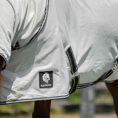Close-up view of the breathable micro mesh fabric on the Equinavia equestrian turnout blanket.