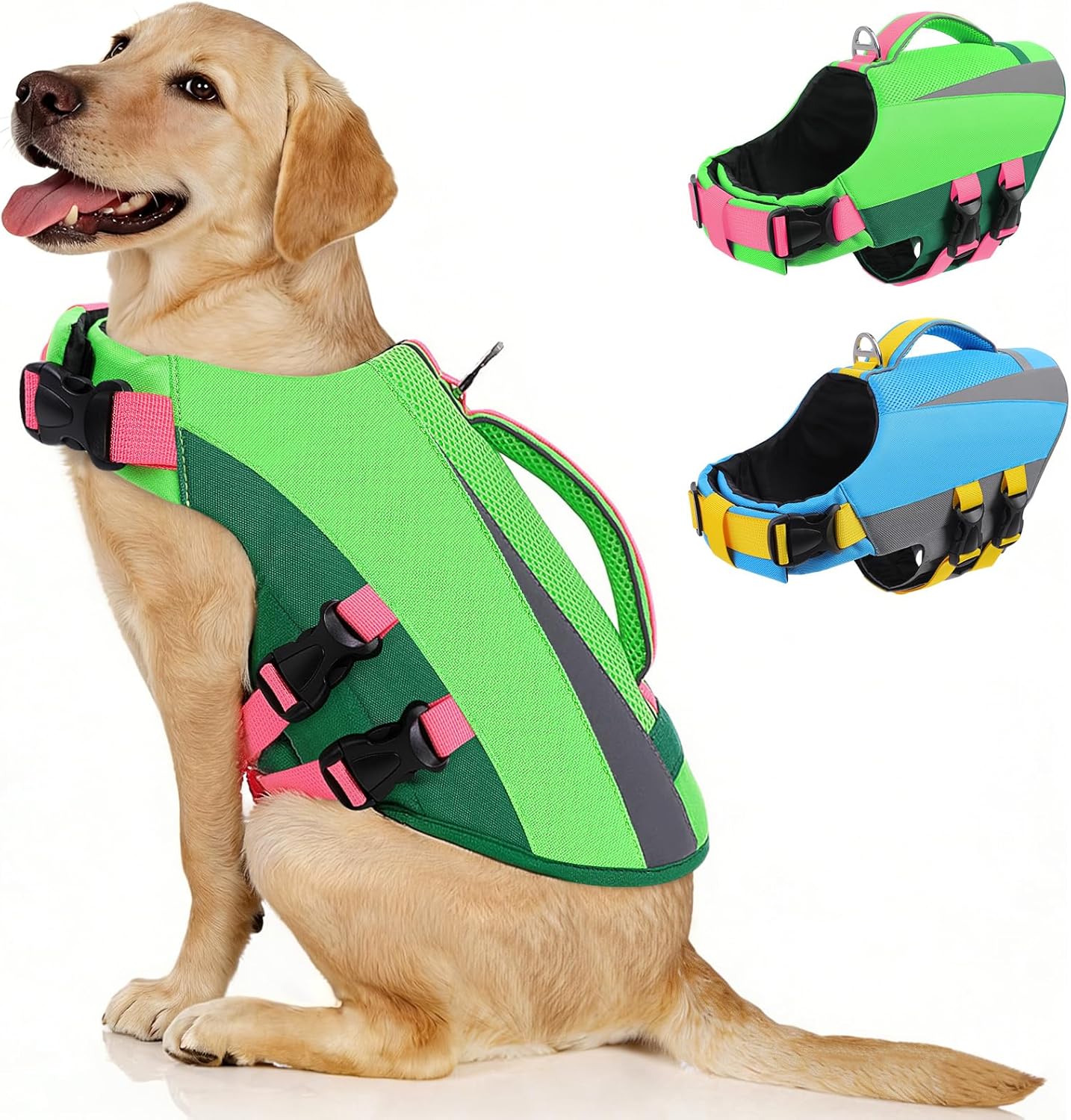 Queenmore Dog Life Vest for Swimming Boating, Adjustable Medium Dog lifejacket with Durable Rescue Handle, Puppy Life Vest with Enhanced Buoyancy for Swimming Pool Beach Boating, Blue, M - Image 14